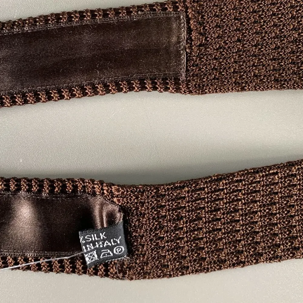 BRIONI Brown Knitted Silk Tie